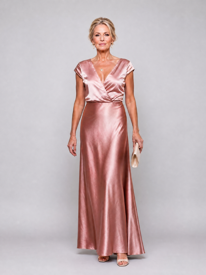 Hazel | Cap Sleeve Wrap Maxi Dress