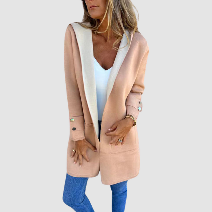 Winona – Hooded Colorblock Open-Front Cardigan