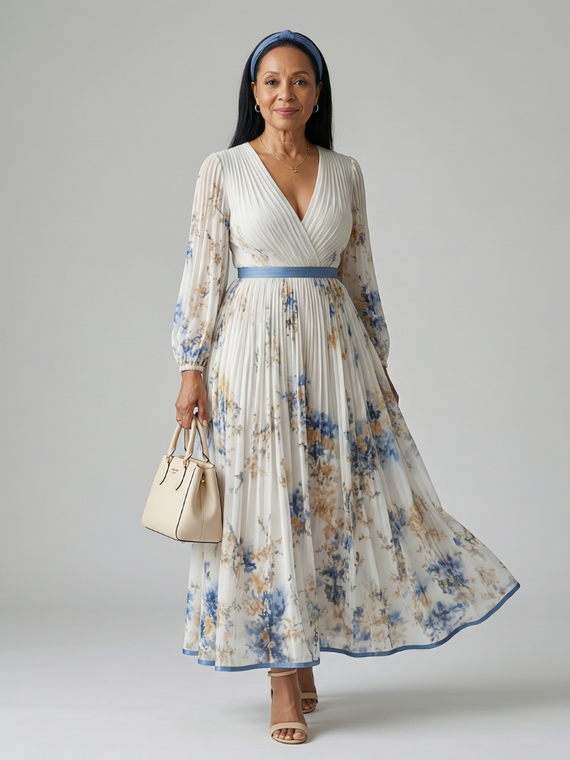 Antonella | Pleated Wrap Midi Dress