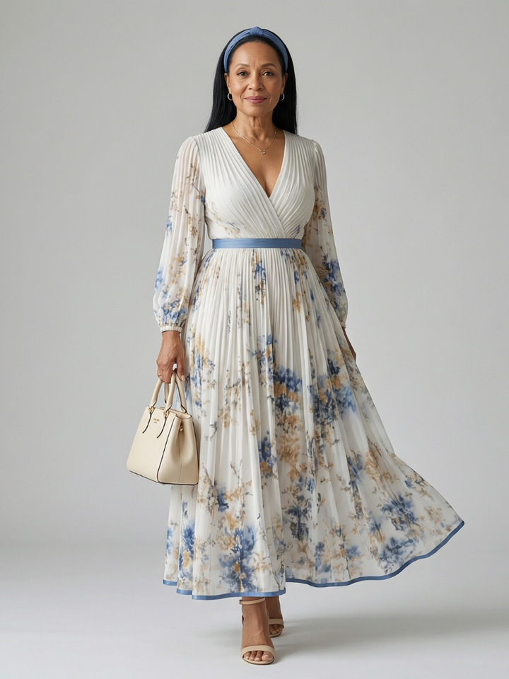 Antonella | Pleated Wrap Midi Dress