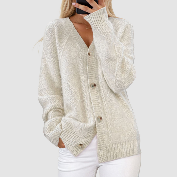 Vonda – Premium Knitted V-Neck Cardigan