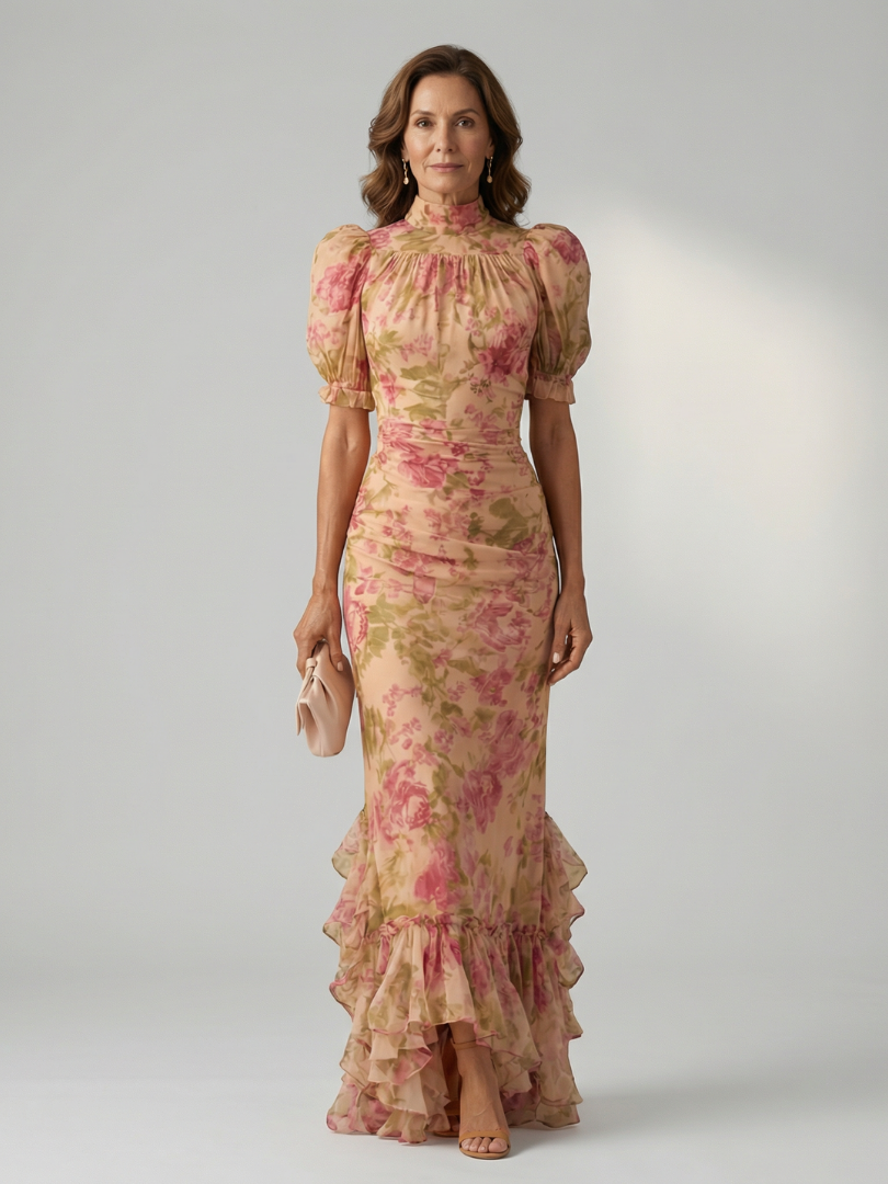 Leni | Gentle High Neck Maxi Dress
