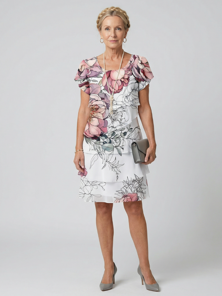 Avery | Clean Floral Knee Length Dress