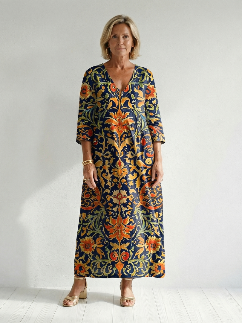 Stevie | Clean Ornate Floral Midi Dress