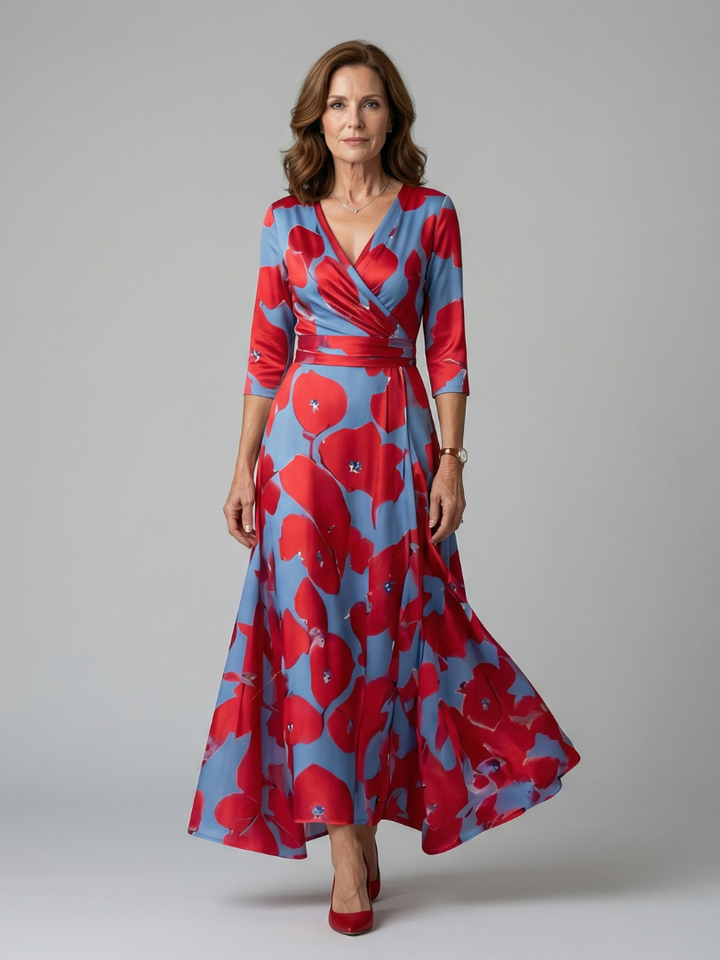 Brya | Cross Wrap Neck Midi Dress