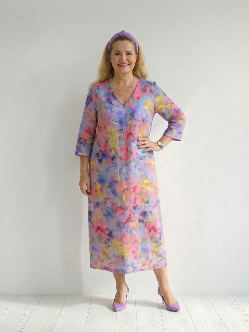 Zinnia | Abstract Floral Midi Dress