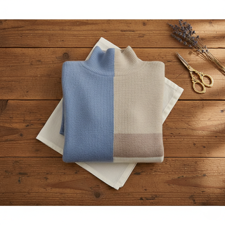 Lindsey – Color-block Turtleneck Knit Sweater