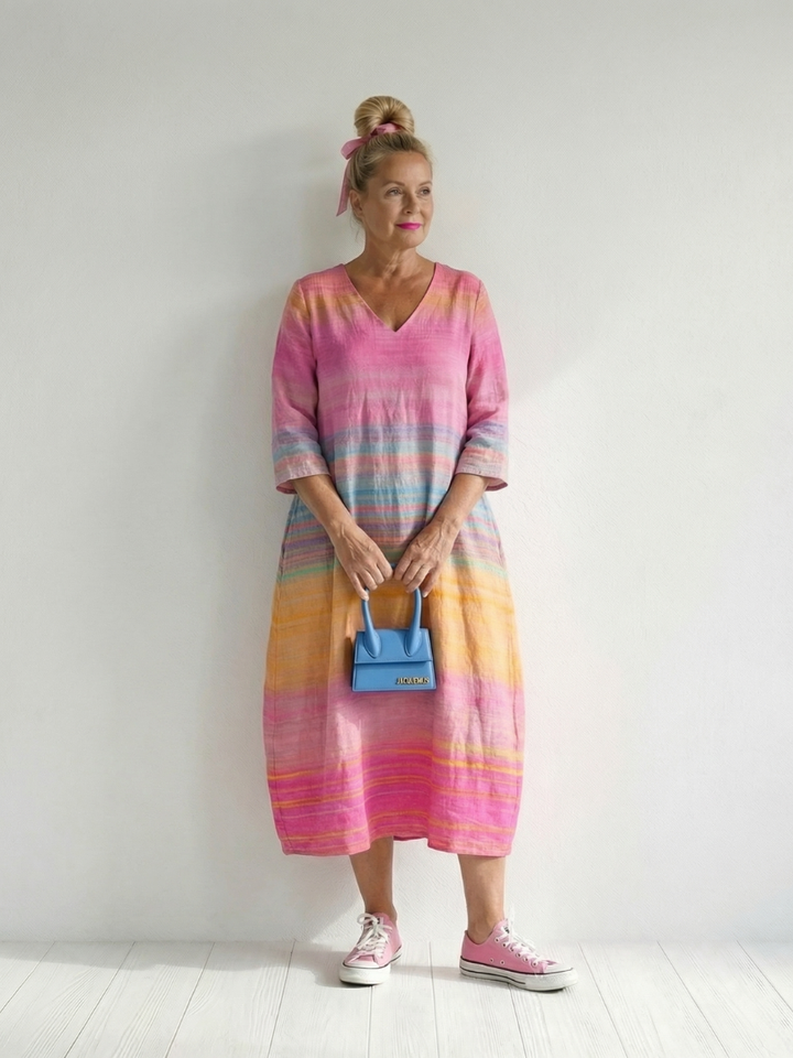 Royal | Ease Gradient Stripe Midi Dress