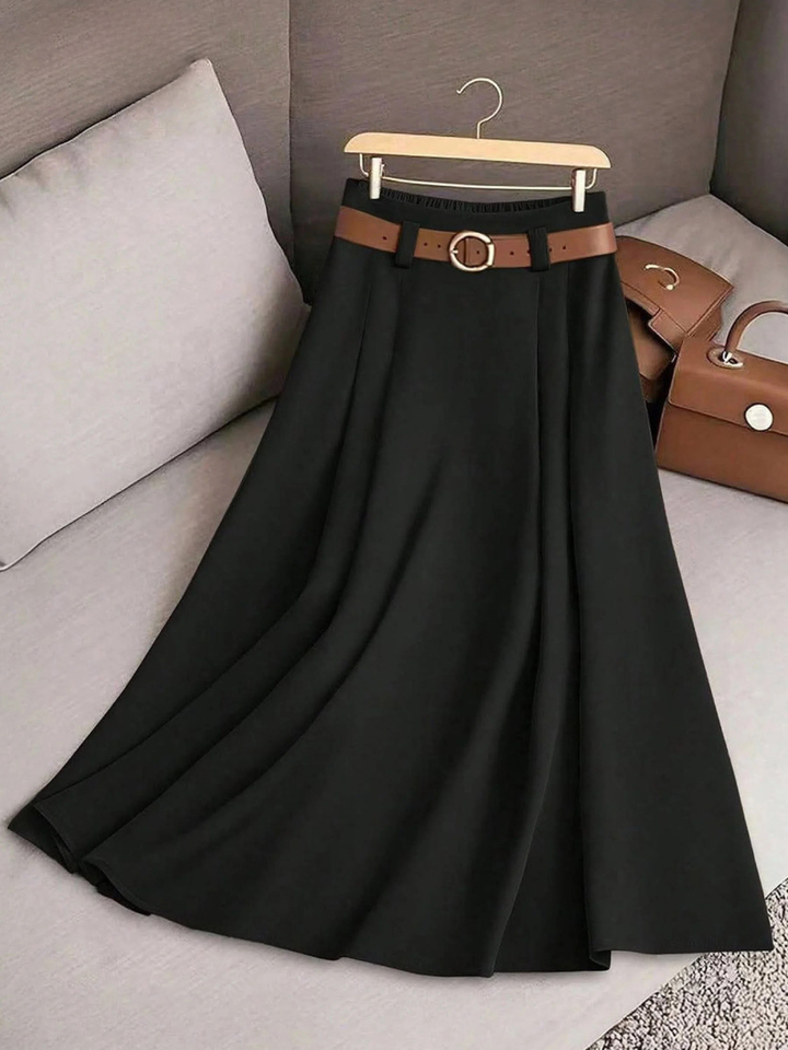 Mariah | Solid Color High Waist a-Line Casual Skirt