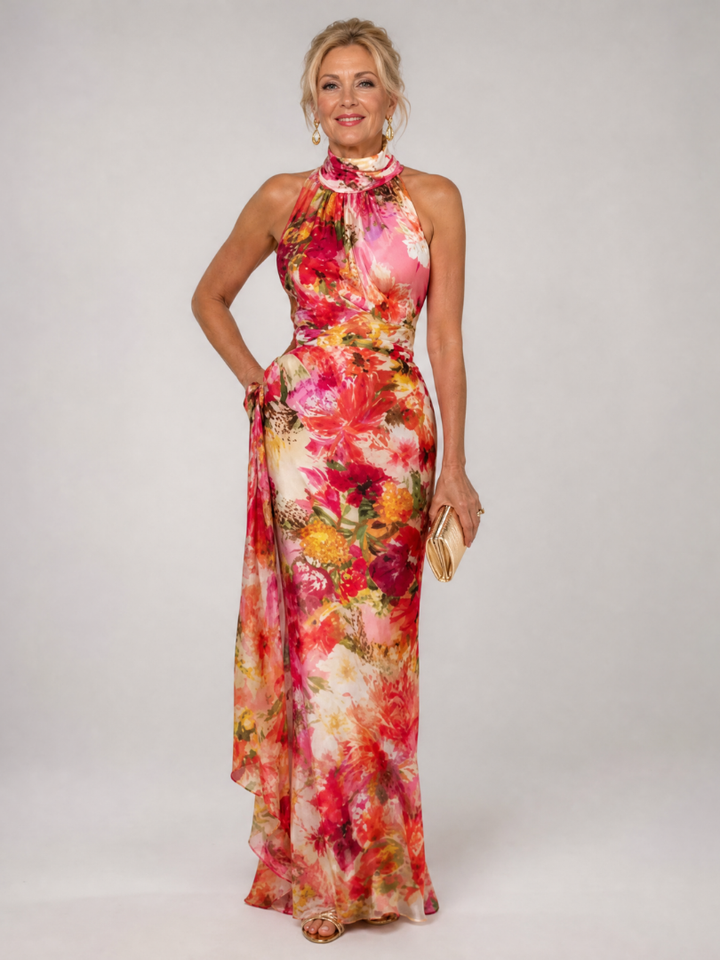 Ella | Halter Floral Print Maxi Dress