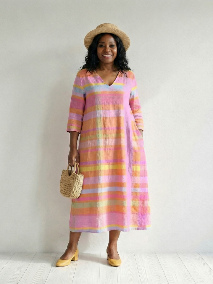 Sybella | Easy Drape Stripe Midi Dress