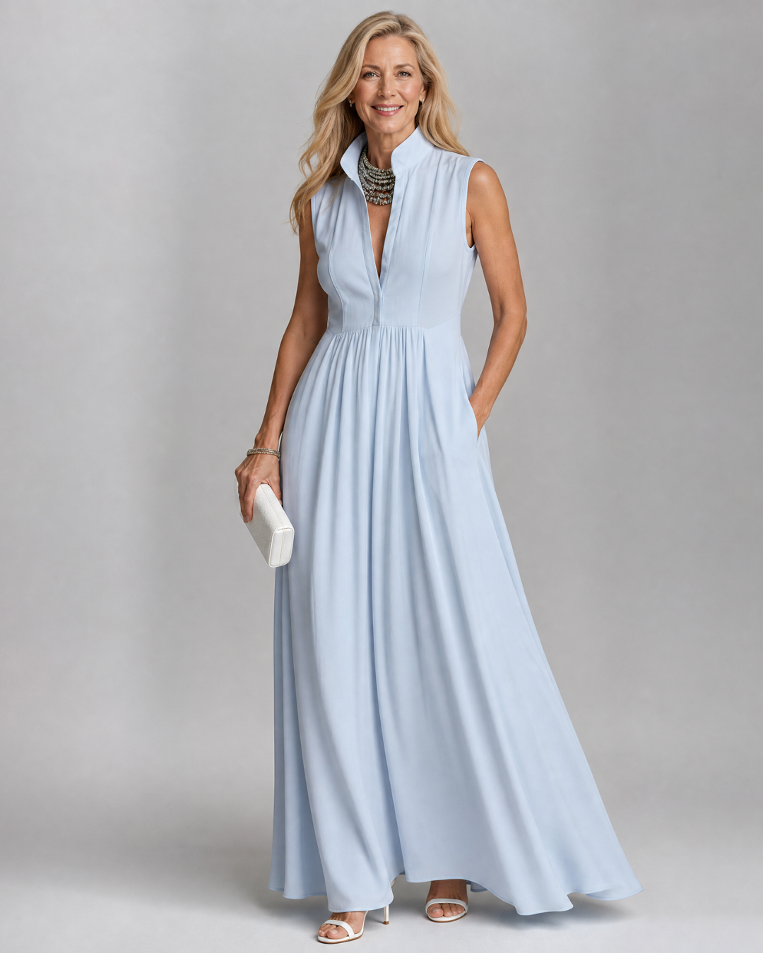 Heidi | Sleeveless Collared Maxi Dress