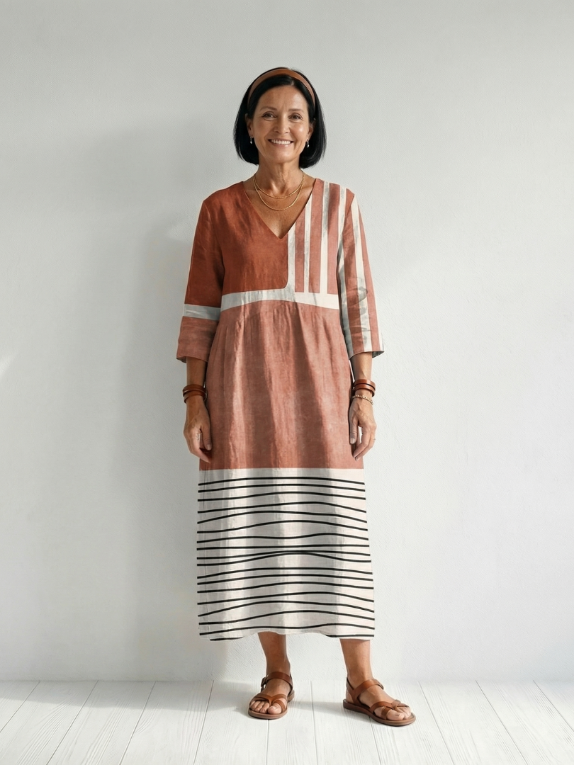 Kinley | Easy Mixed Stripe Midi Dress
