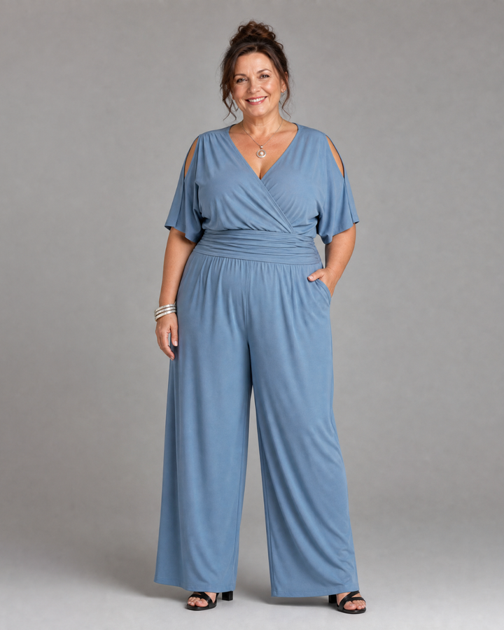 Camille | Cold-Shoulder Wrap-Waist Jumpsuit