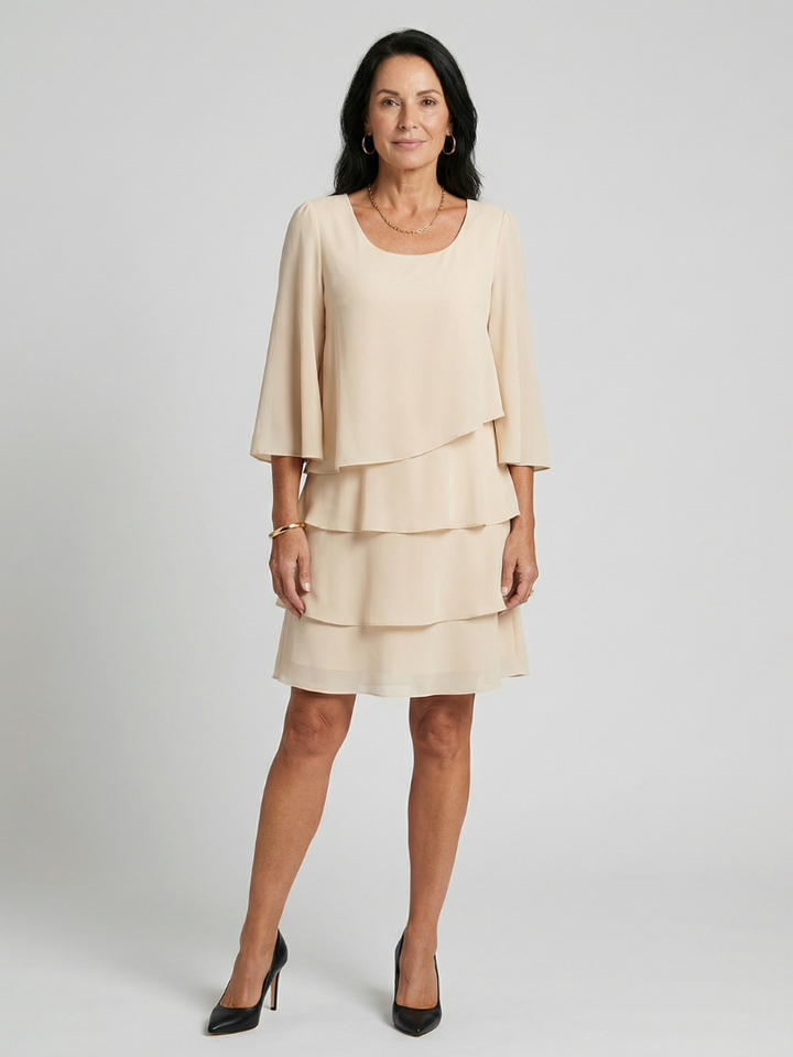Harper | Layered Flare Sleeve Knee Length Dress