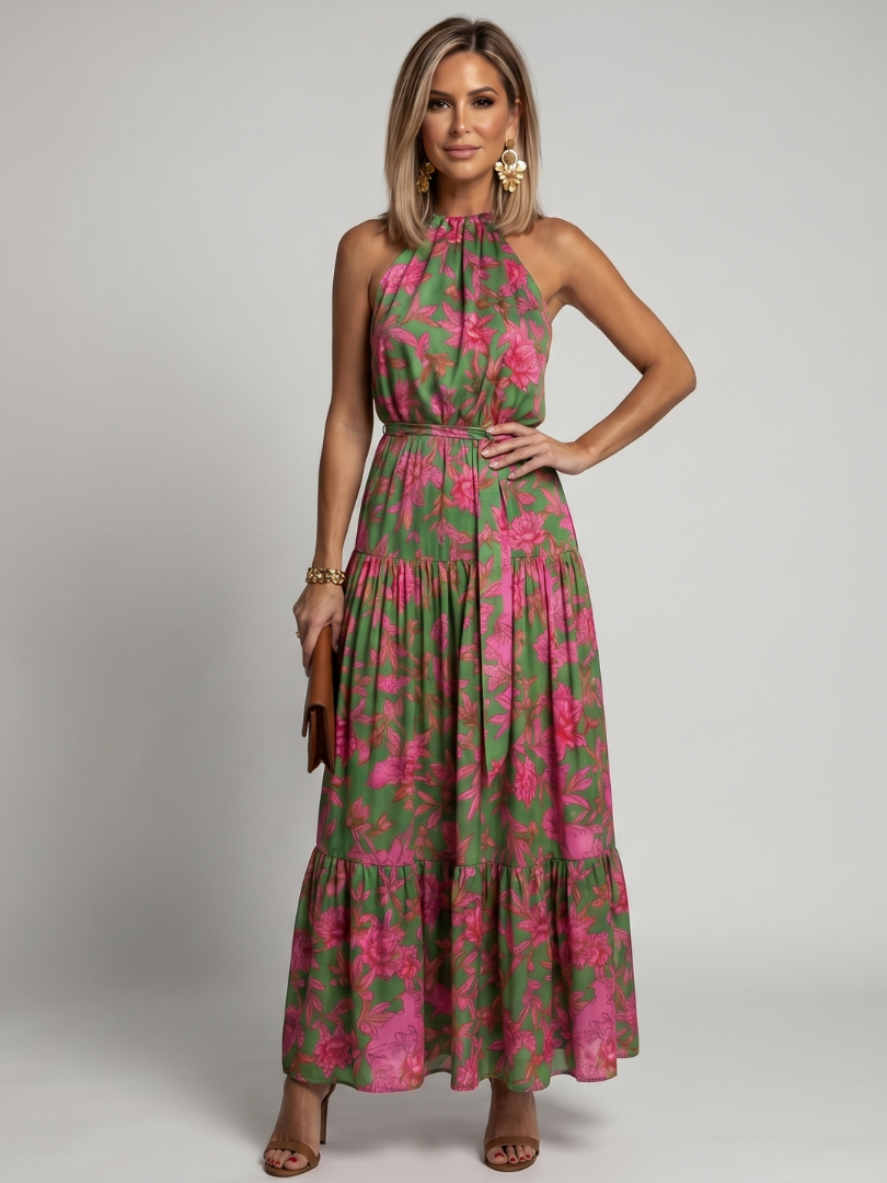 Harper | Draped Halter Midi Dress