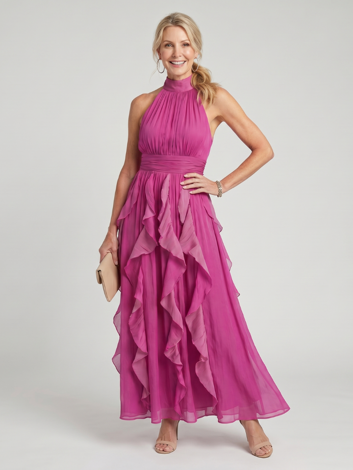 Chloe | High Neck Ruffle Maxi Dress