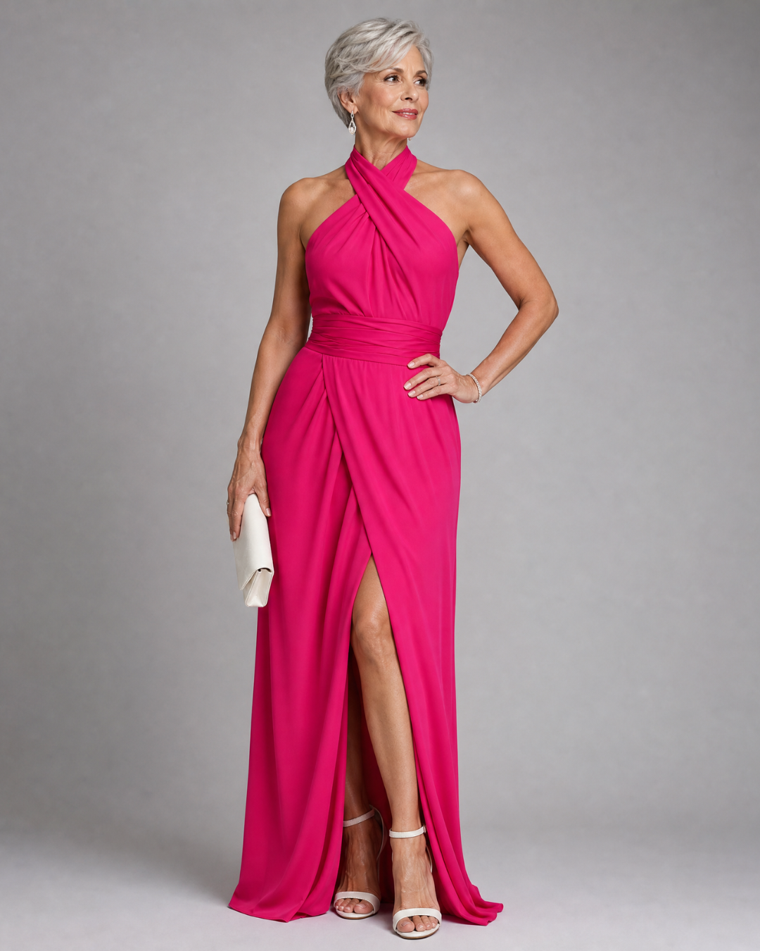 Daphne | Cross-Halter Side-Slit Midi Dress