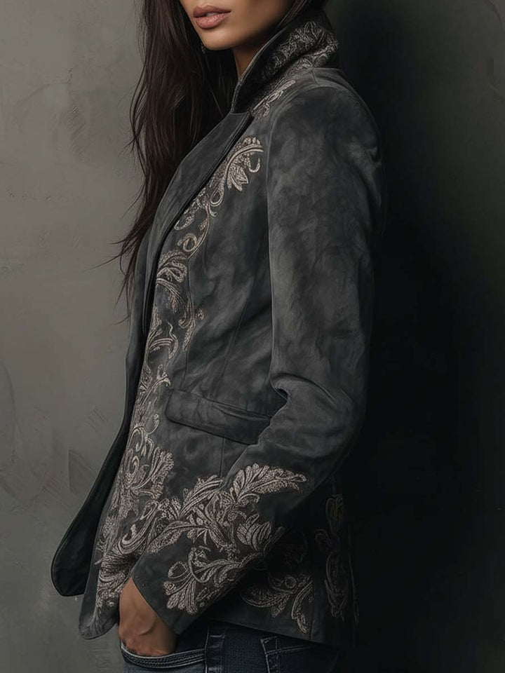 Reba – Embossed Floral Tailored Blazer