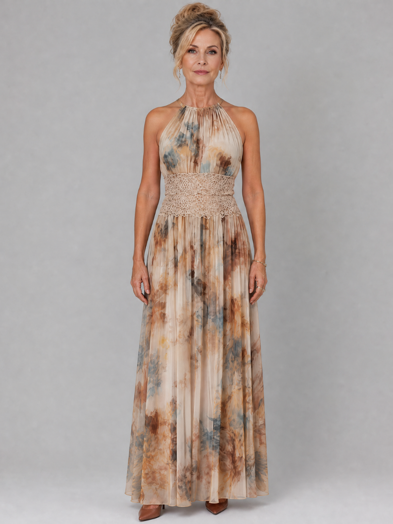 Hannah | Halter Lace Waist Maxi Dress