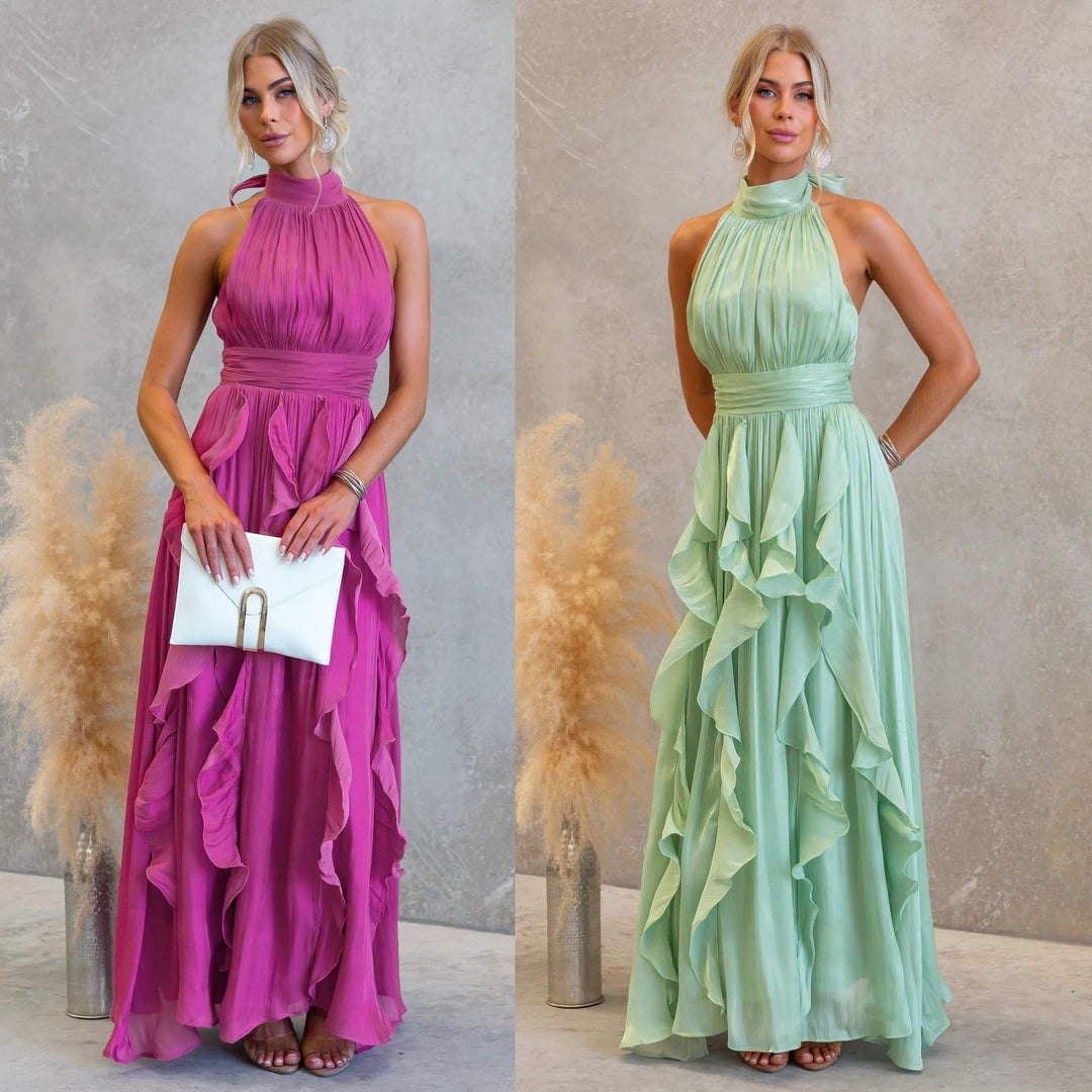 Katrina | Ruffled Halter Maxi Dress