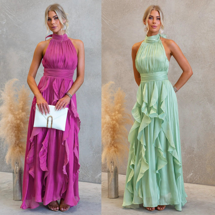 Katrina | Ruffled Halter Maxi Dress