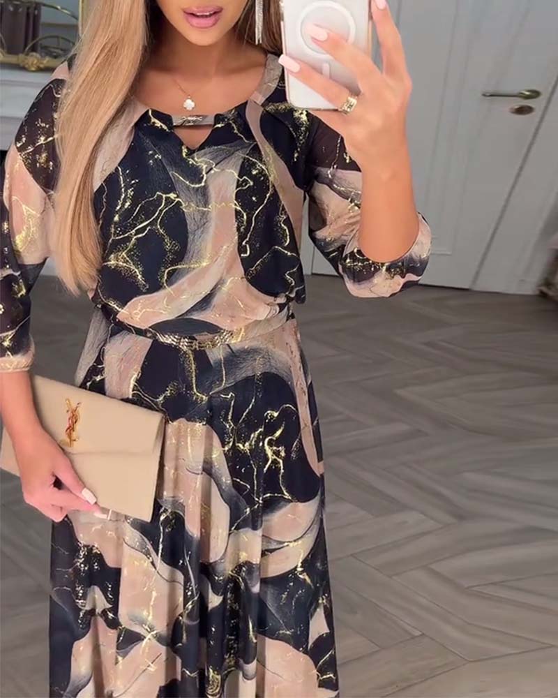 Selene | Printed Waist-Defined Dress