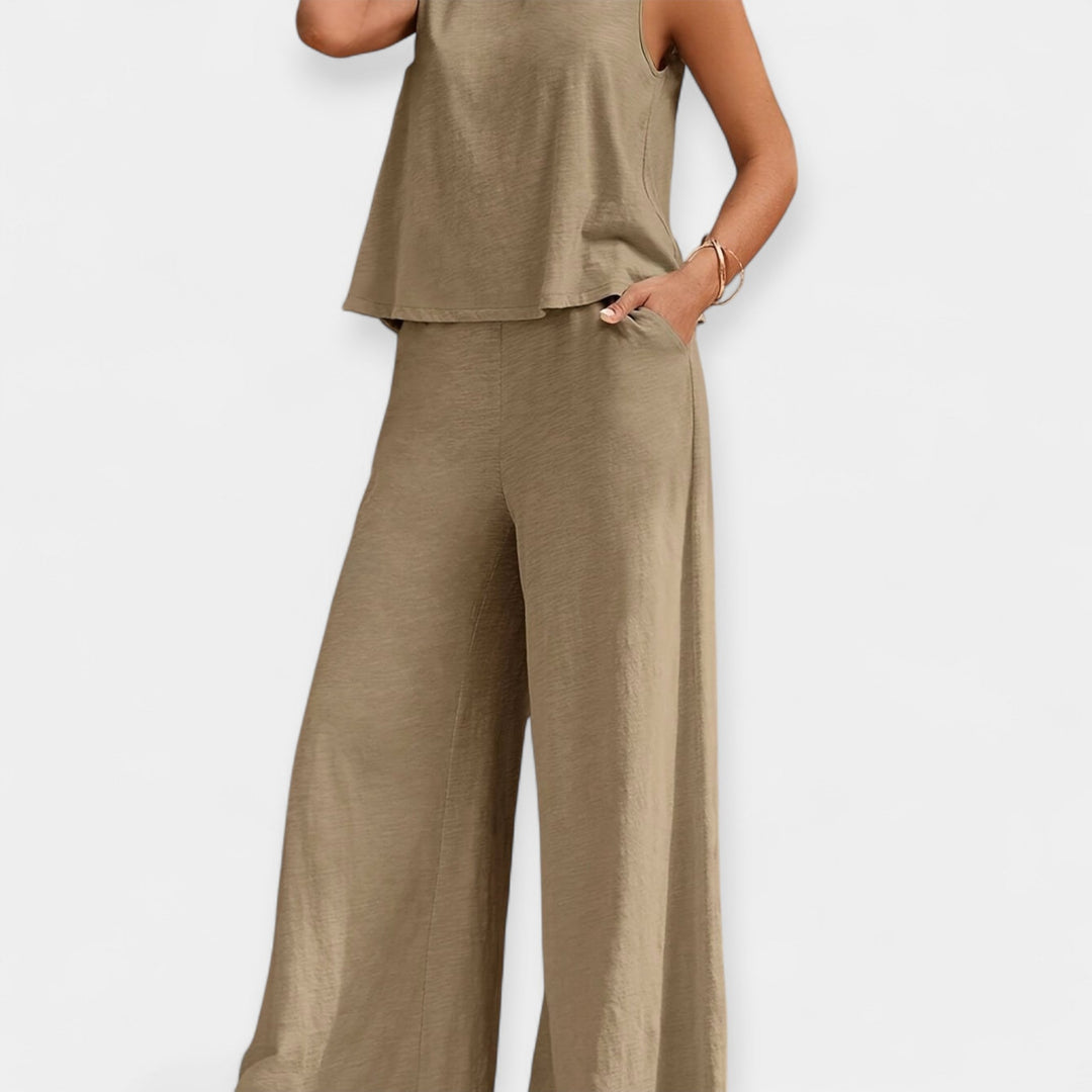 Mallory | Sleeveless Top and Wide-Leg Pants Ensemble