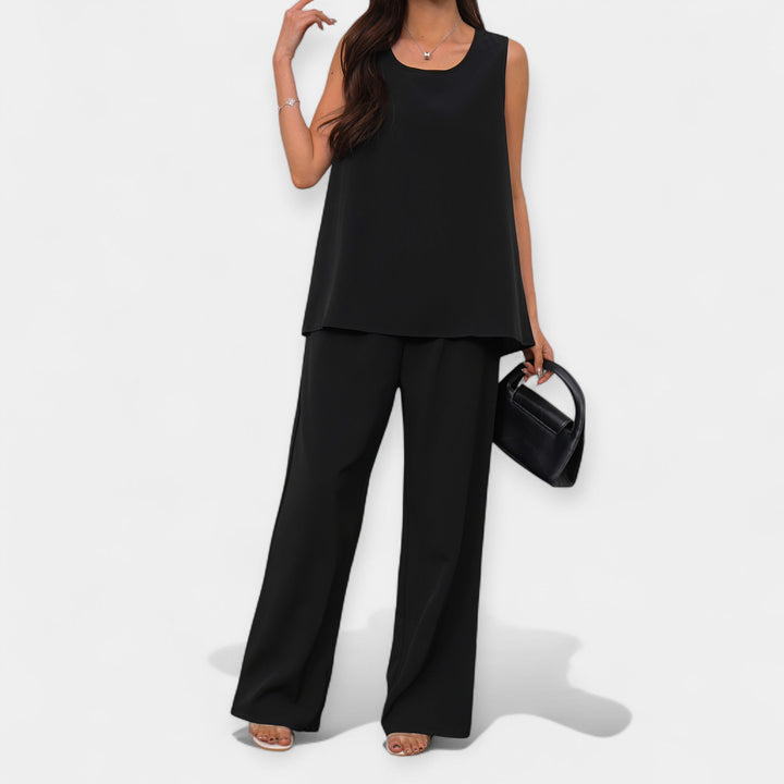 Sahasra | Relaxed Ensemble with Sleeveless Blouse and Flowing Pants