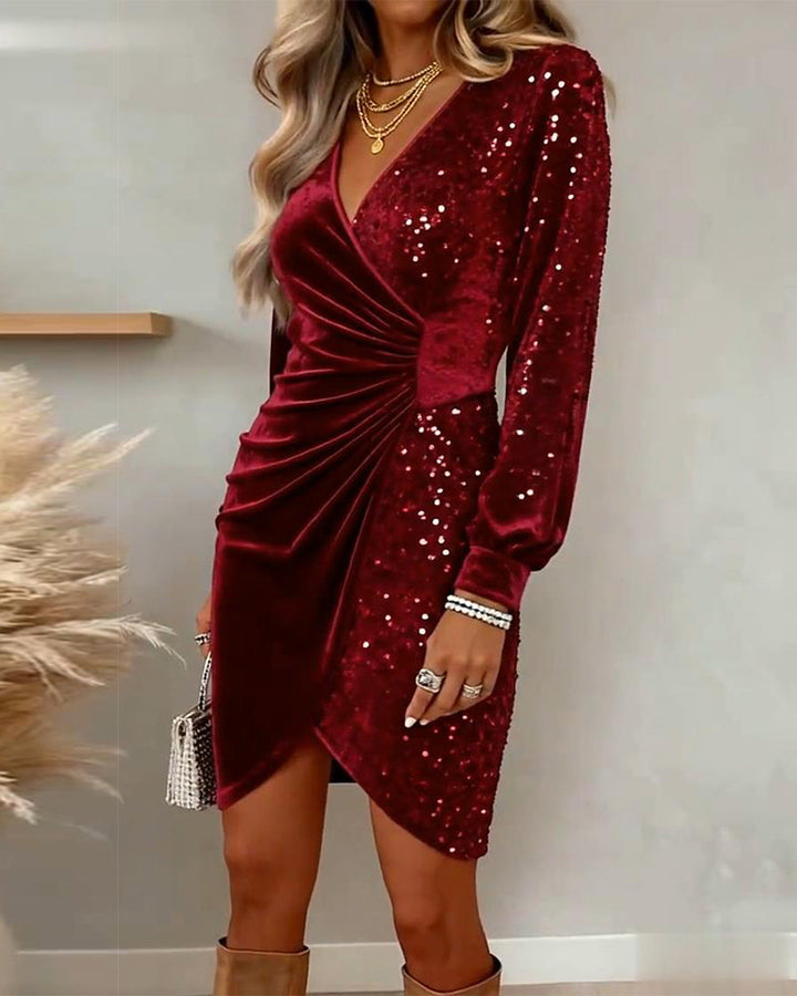 Mariana | Shimmering V-Neck Midi Dress