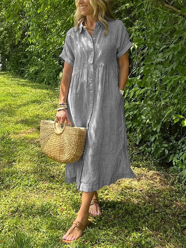 Phoebe | Striped Button-Up Dress