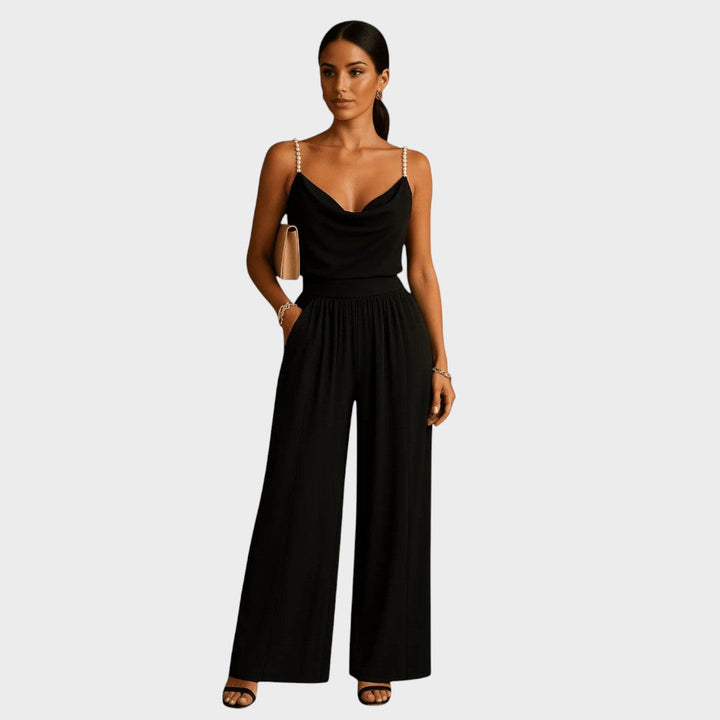 Jennifer – Pearl Strap Wide-Leg Jumpsuit