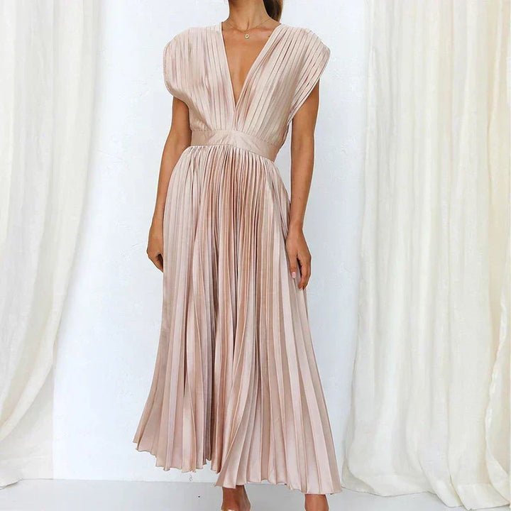 Kendall | V-Neck Maxi Dress with Pleats