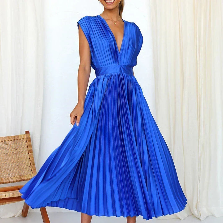Kendall | V-Neck Maxi Dress with Pleats