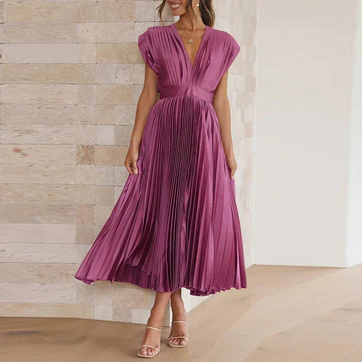 Kendall | V-Neck Maxi Dress with Pleats