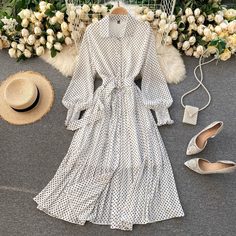 Keturah | Polka Dot Chiffon Pleated Dress