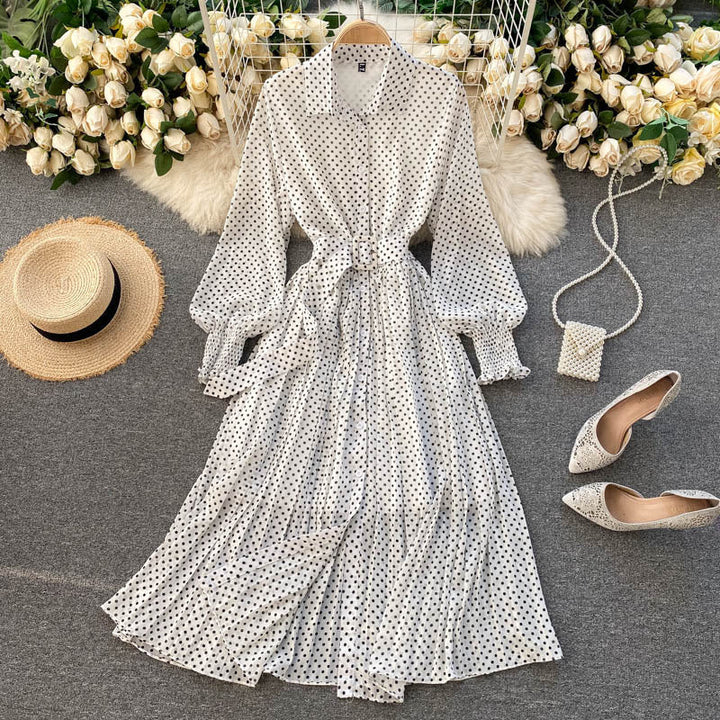 Keturah | Polka Dot Chiffon Pleated Dress