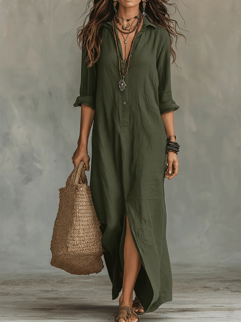 Ava | Oversized Button Maxi Dress