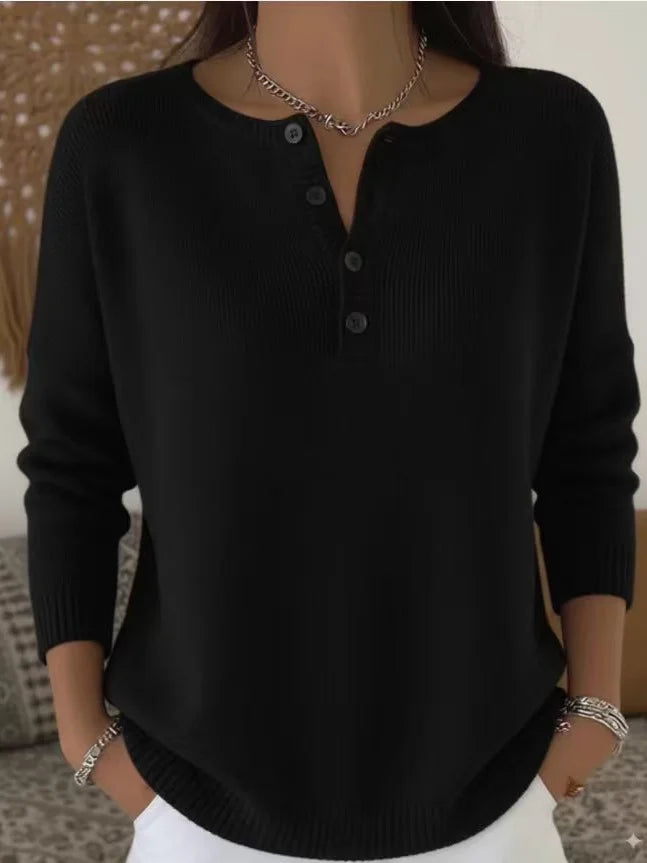 Andrea – Elegant Henley Knit Sweater