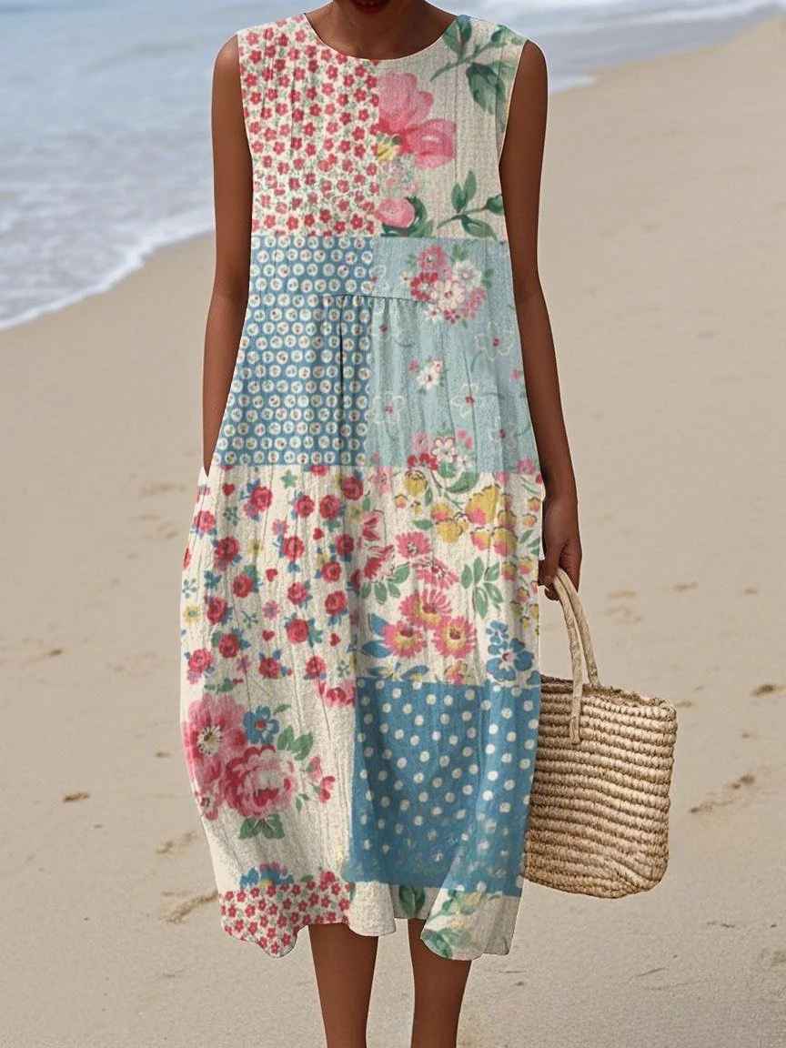 Hazel | Vintage Printed Maxi Dress