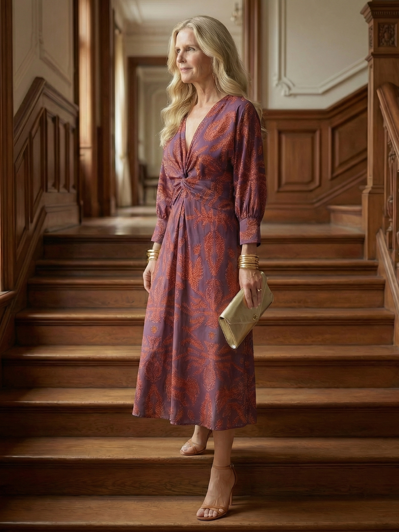 Mikayla | Natural Wrap Midi Dress