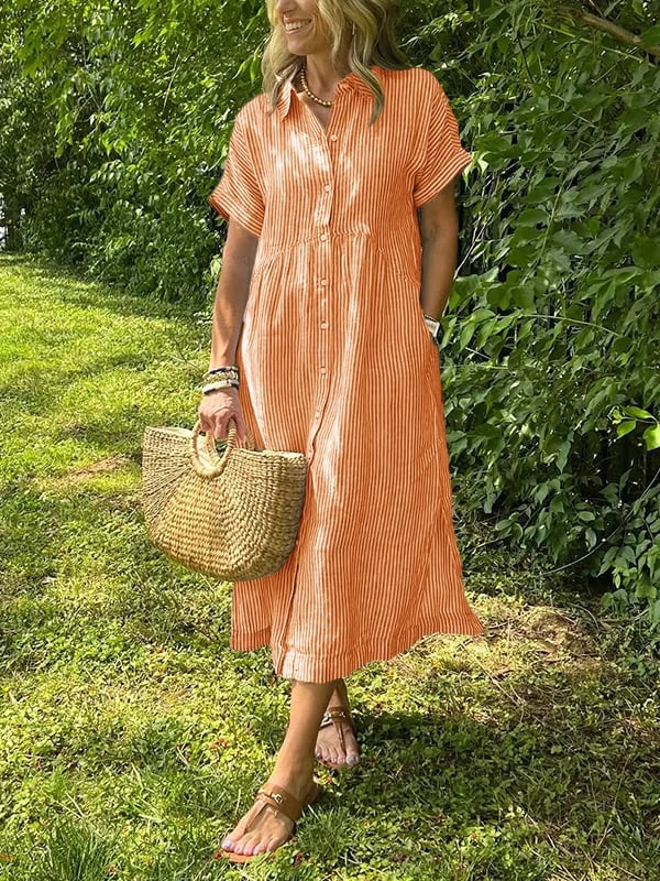 Phoebe | Striped Button-Up Dress