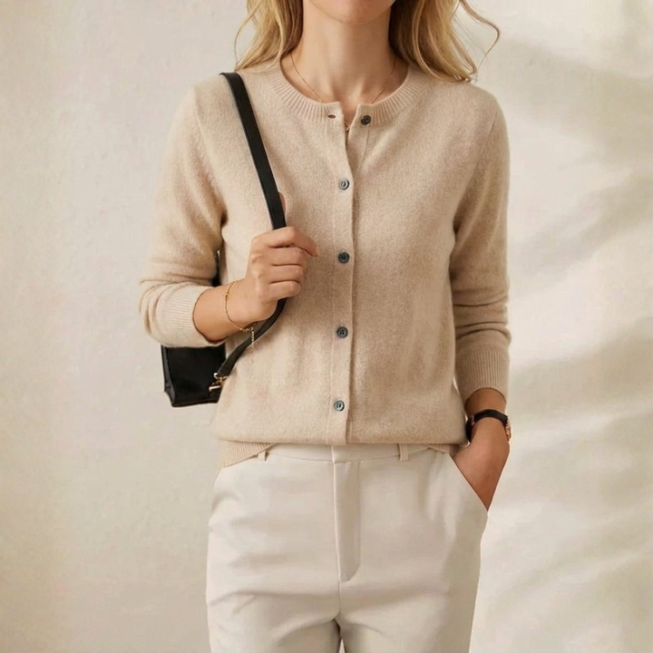 Cassandra – Crew Neck Button Knit Cardigan