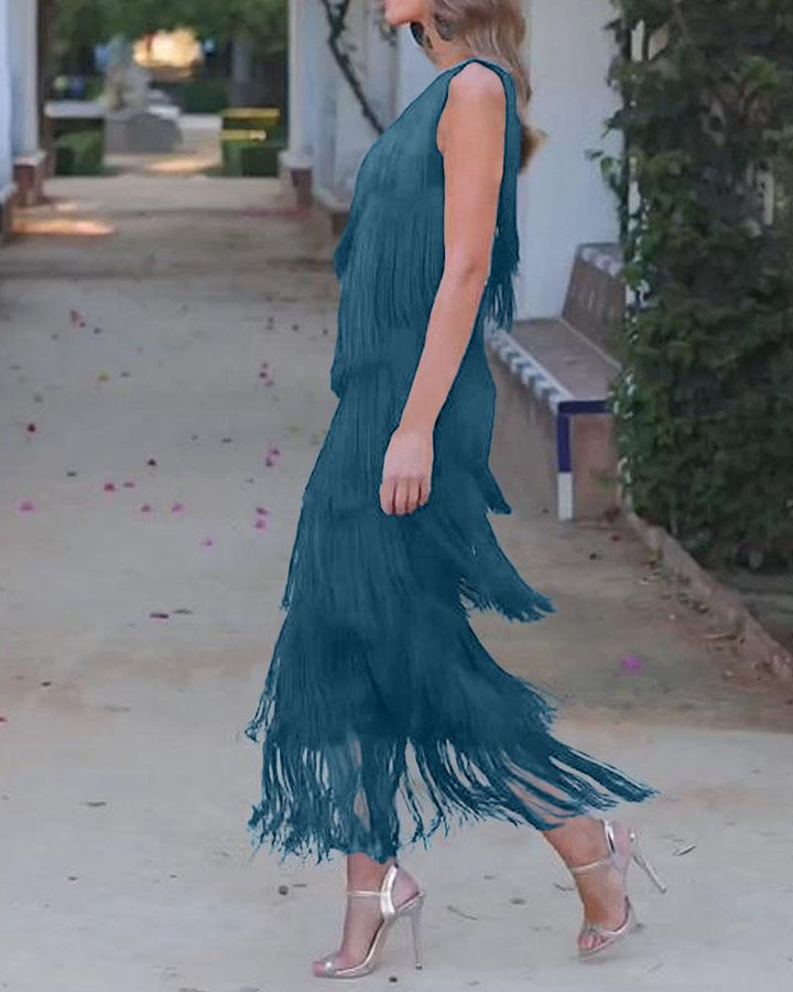 Endora | Off Shoulder Elegant Fringe Dress