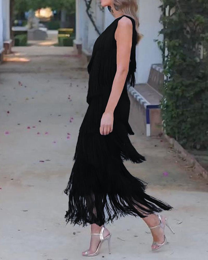 Endora | Off Shoulder Elegant Fringe Dress