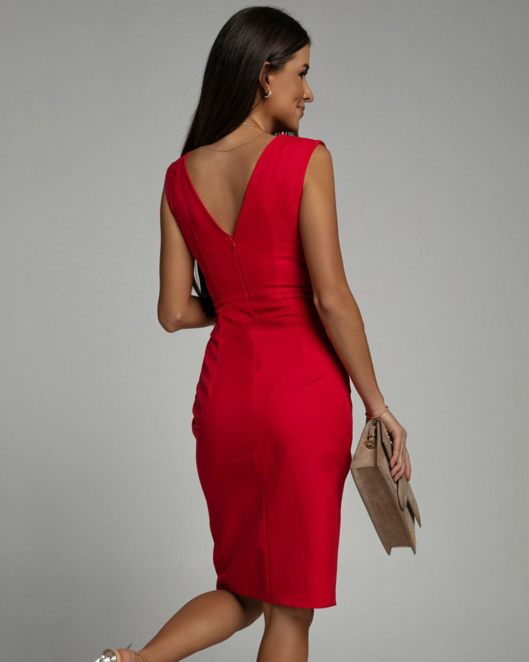 Hattie | Elegant V-Neck Slit Dress