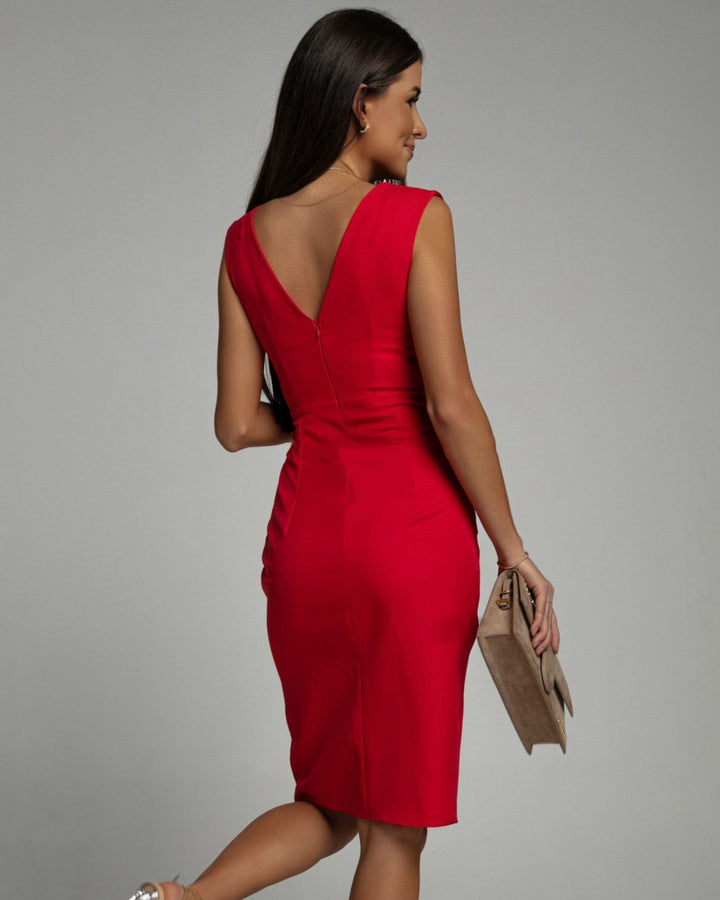 Hattie | Elegant V-Neck Slit Dress