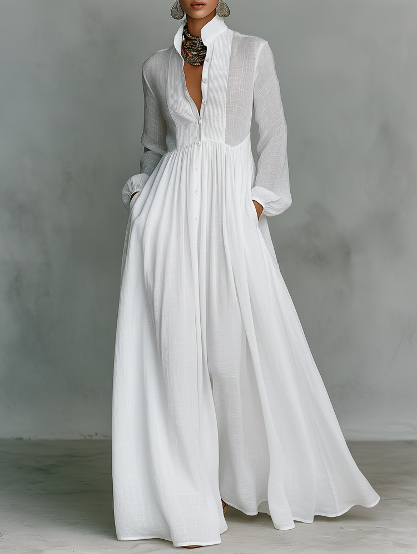 Edythe | Flowing Button-Front Maxi Dress