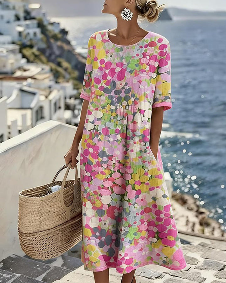 Trudy – Abstract Floral Print Midi Dress