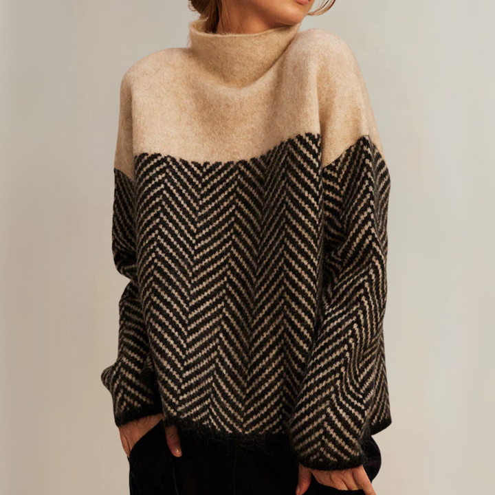 Rhonda – Herringbone Turtleneck Sweater